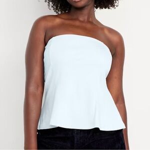 Old Navy Pale Blue Strapless Peplum Top NWT